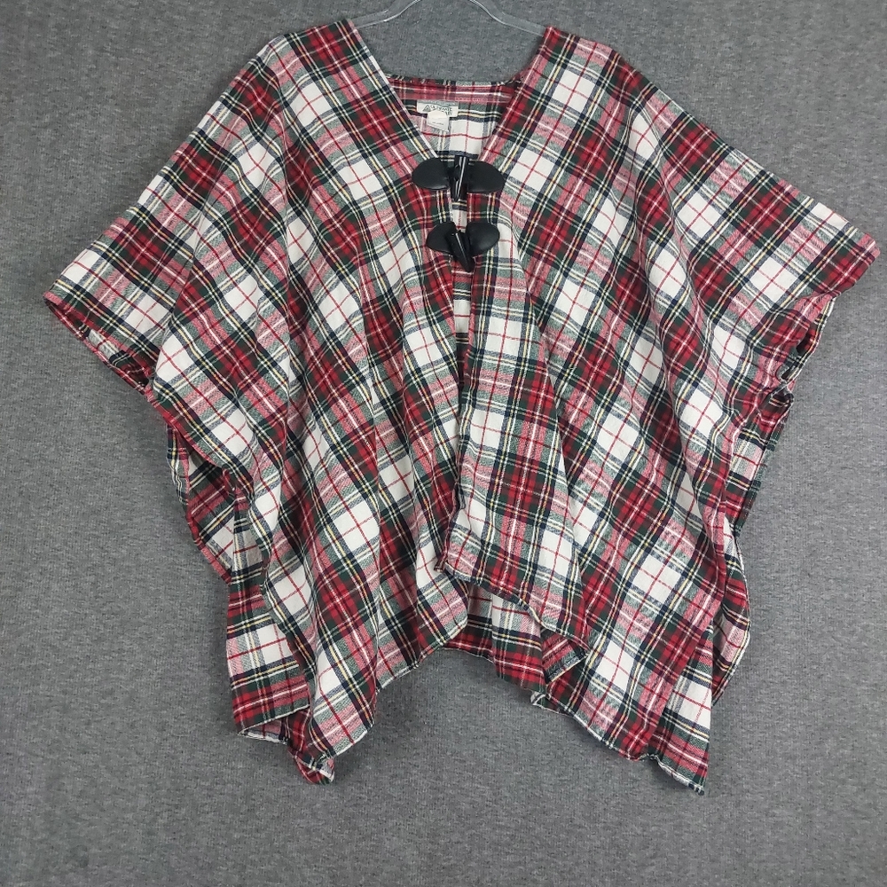 ULTIMATE TERRAIN HERITAGE COLLECTION HOLIDAY TARTAN PLAID FLANNEL TOGGEL PONCHO